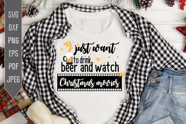 Christmas Movie Blanket Svg. I Just Want To Drink Beer And Watch Christmas Movies Svg. Christmas Beer Lover Gift. Christmas Beer Svg. Beer. SVG Mint And Beer Creations 