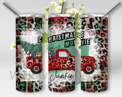 Christmas Movie Junkie Tumbler Png, Christmas Truck 20oz Skiny Tumbler, Leopard Buffalo Plaid Tumbler Wrap, Christmas Sublimation Design, Instant Download Sublimation WillowSageDesign 