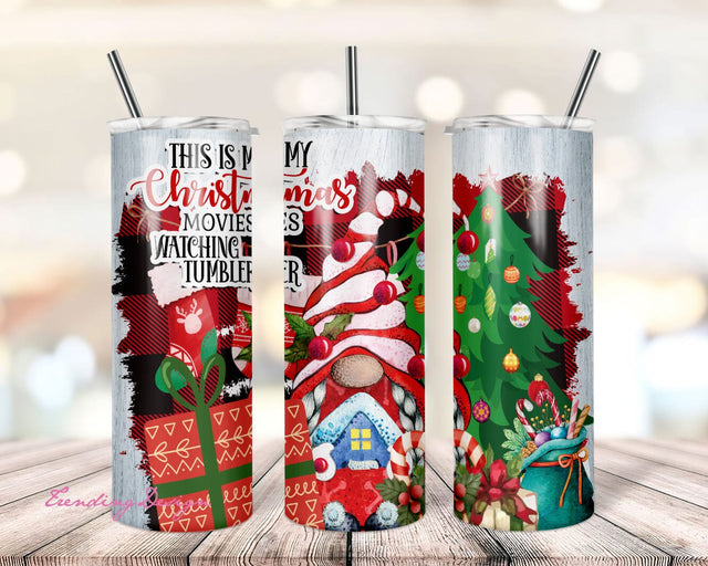 Christmas Movie Watching Tumbler, 20/30oz skinny tumbler, Gift for Christmas Sublimation TrendingDesign 