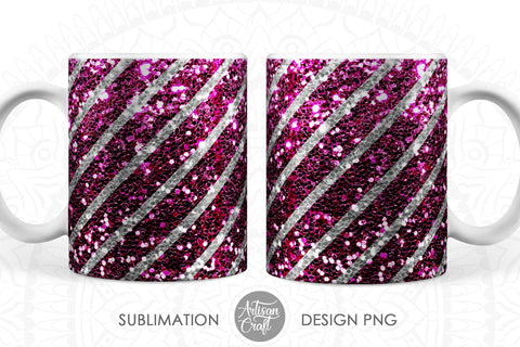 Christmas Mug Design PNG with pink peppermint SVG Artisan Craft SVG 