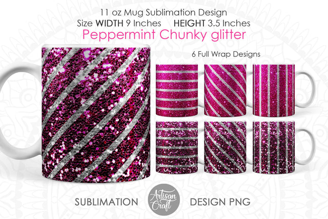 Christmas Mug Design PNG with pink peppermint SVG Artisan Craft SVG 