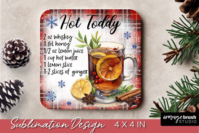 Christmas Mug Square Coaster Sublimation | Cocktail Recipe Sublimation OrangeBrushStudio 