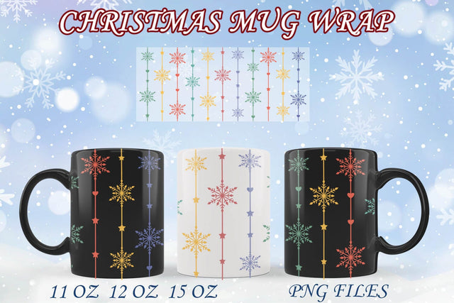 Christmas mug sublimation, Snowflakes mug wrap 11oz 12oz 15oz Sublimation AnastasiyaArtDesign 