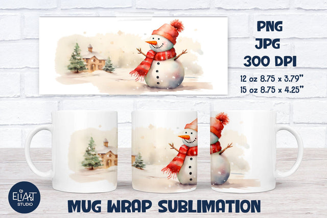 Christmas Mug Sublimation, Winter Coffee Mug Design, Christmas Mug Wrap. Sublimation Elinorka 