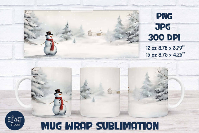 Christmas Mug Sublimation, Winter Coffee Mug Design, Christmas Mug Wrap. Sublimation Elinorka 