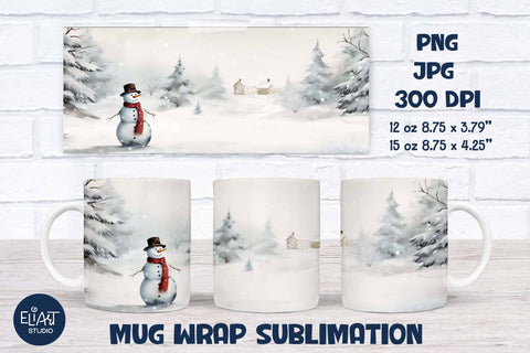 Christmas Mug Sublimation, Winter Coffee Mug Design, Christmas Mug Wrap. Sublimation Elinorka 