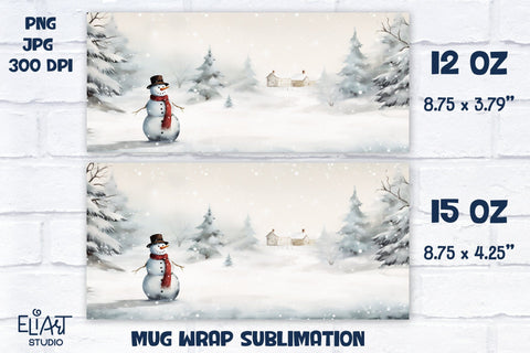 Christmas Mug Sublimation, Winter Coffee Mug Design, Christmas Mug Wrap. Sublimation Elinorka 