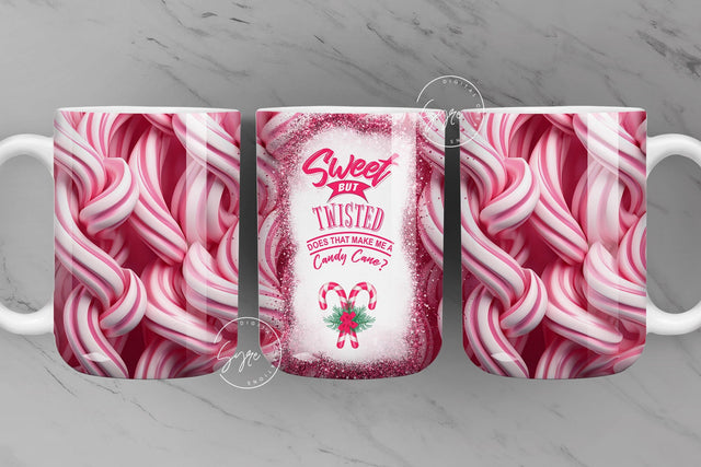 Christmas Mug Wrap, Candy Cane Mug Design, Sweet But Twisted PNG, Gift for Christmas Holiday, 11 & 15 Oz Mug Press Sublimation Wrap, Digital Sublimation Syre Digital Creations 