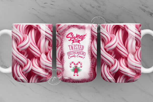 Sweet But Twisted Candy Cane Theme Tumbler, Holiday Christmas Cup