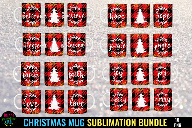 Christmas Mugs Sublimation Bundle I 11 Oz Holiday Mugs PNG Sublimation Happy Printables Club 