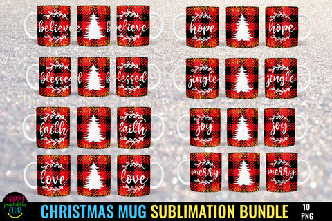Christmas Mugs Sublimation Bundle I 11 Oz Holiday Mugs PNG Sublimation Happy Printables Club 