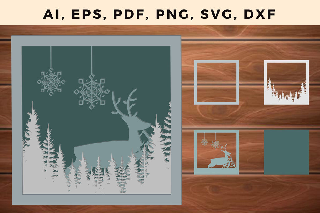 CHRISTMAS Multi layer Laser Cut Files Svg - So Fontsy