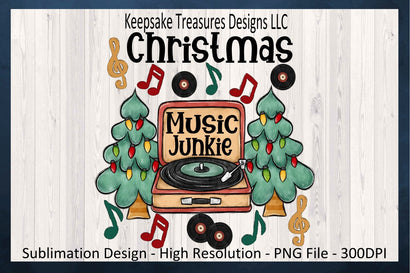 Christmas Music Junkie, Retro Christmas PNG File, Groovy Christmas Sweatshirt Design, Hand Drawn, Sublimation Design, Digital Download Sublimation Keepsake Treasures Designs LLC. 