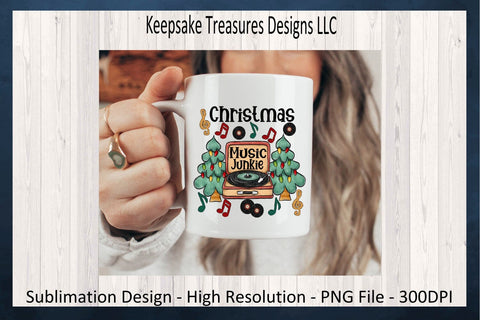 Christmas Music Junkie, Retro Christmas PNG File, Groovy Christmas Sweatshirt Design, Hand Drawn, Sublimation Design, Digital Download Sublimation Keepsake Treasures Designs LLC. 