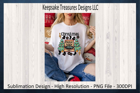 Christmas Music Junkie, Retro Christmas PNG File, Groovy Christmas Sweatshirt Design, Hand Drawn, Sublimation Design, Digital Download Sublimation Keepsake Treasures Designs LLC. 
