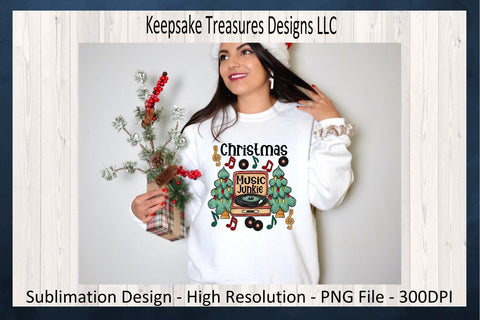 Christmas Music Junkie, Retro Christmas PNG File, Groovy Christmas Sweatshirt Design, Hand Drawn, Sublimation Design, Digital Download Sublimation Keepsake Treasures Designs LLC. 