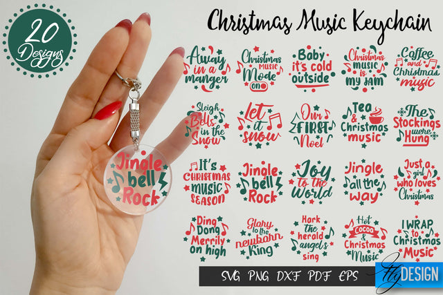 Christmas Music Quotes Keychain | Christmas SVG | Xmas Design SVG Fly Design 