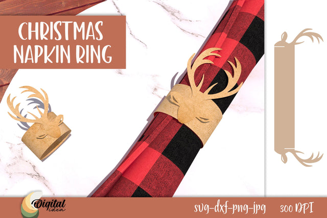 Christmas Napkin Ring Paper Cut. 3D Christmas Decor SVG. 3D Paper Evgenyia Guschina 