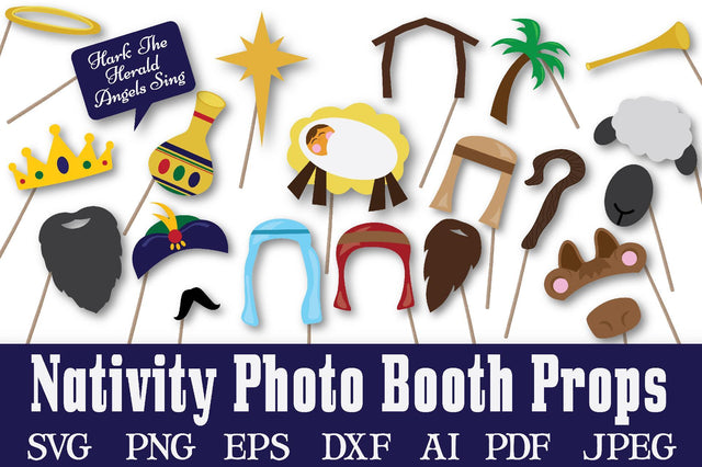 Christmas Nativity Photo Booth Props SVG Cut File Bundle SVG Old Market