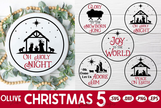 Christmas Nativity Round Ornaments Bundle SVG SVG Ollive Studio 