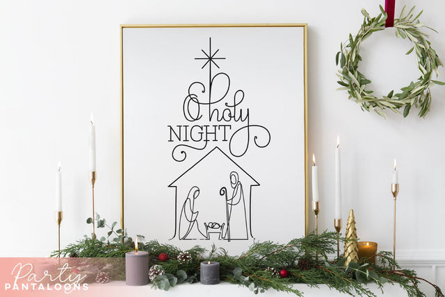 CHRISTMAS NATIVITY SCENE LINE ART | Christmas Svg | Oh Holy Night SVG Partypantaloons 