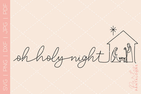 CHRISTMAS NATIVITY SCENE LINE ART | Christmas Svg | Oh Holy Night SVG Partypantaloons 