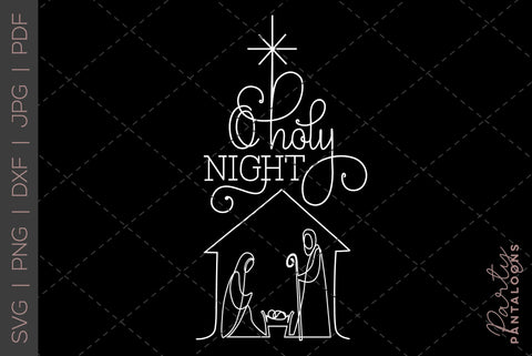 CHRISTMAS NATIVITY SCENE LINE ART | Christmas Svg | Oh Holy Night SVG Partypantaloons 