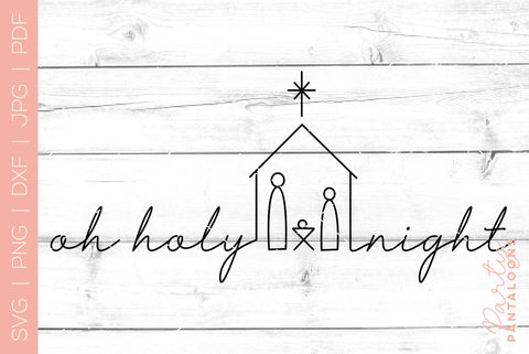 CHRISTMAS NATIVITY SCENE LINE ART | Christmas Svg | Oh Holy Night SVG Partypantaloons 