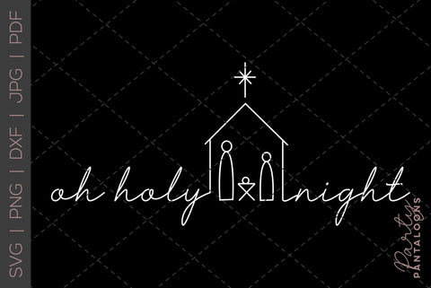 CHRISTMAS NATIVITY SCENE LINE ART | Christmas Svg | Oh Holy Night SVG Partypantaloons 