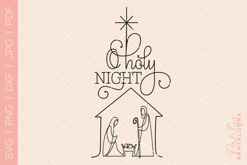 CHRISTMAS NATIVITY SCENE LINE ART | Christmas Svg | Oh Holy Night SVG Partypantaloons 