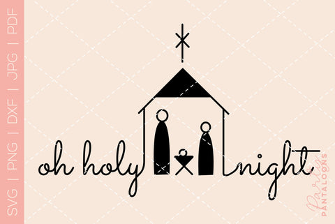 CHRISTMAS NATIVITY SCENE LINE ART | Christmas Svg | Oh Holy Night SVG Partypantaloons 