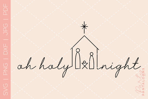 CHRISTMAS NATIVITY SCENE LINE ART | Christmas Svg | Oh Holy Night SVG Partypantaloons 