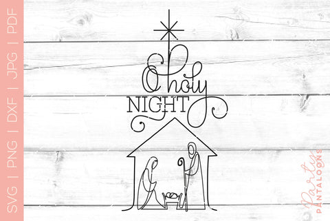 CHRISTMAS NATIVITY SCENE LINE ART | Christmas Svg | Oh Holy Night SVG Partypantaloons 