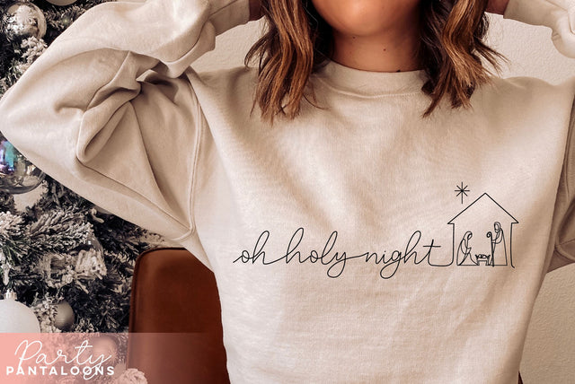 CHRISTMAS NATIVITY SCENE LINE ART | Christmas Svg | Oh Holy Night SVG Partypantaloons 