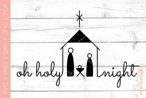 CHRISTMAS NATIVITY SCENE LINE ART | Christmas Svg | Oh Holy Night SVG Partypantaloons 