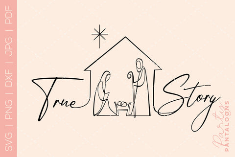 CHRISTMAS NATIVITY SCENE LINE ART | funny Christmas Svg SVG Partypantaloons 