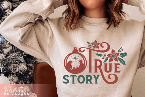 CHRISTMAS NATIVITY TRUE STORY FLORAL | Christmas Svg SVG Partypantaloons 