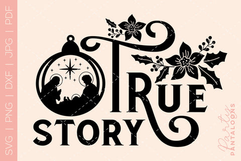 CHRISTMAS NATIVITY TRUE STORY FLORAL | Christmas Svg SVG Partypantaloons 