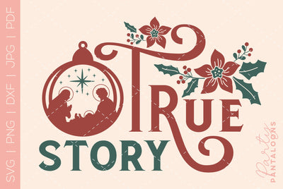 CHRISTMAS NATIVITY TRUE STORY FLORAL | Christmas Svg SVG Partypantaloons 