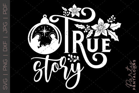 CHRISTMAS NATIVITY TRUE STORY FLORAL SCRIPT | Christmas Svg SVG Partypantaloons 
