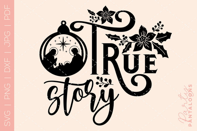 CHRISTMAS NATIVITY TRUE STORY FLORAL SCRIPT | Christmas Svg SVG Partypantaloons 