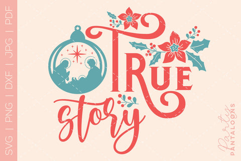 CHRISTMAS NATIVITY TRUE STORY FLORAL SCRIPT | Christmas Svg SVG Partypantaloons 