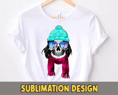 Christmas New year Skull with hair PNG, Skull with Hair Halloween Sublimation Design Sublimation sassyprint 