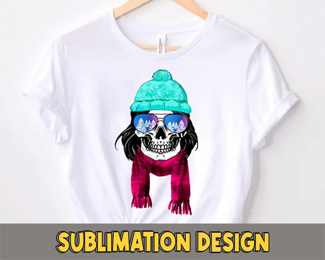 Christmas New year Skull with hair PNG, Skull with Hair Halloween Sublimation Design Sublimation sassyprint 