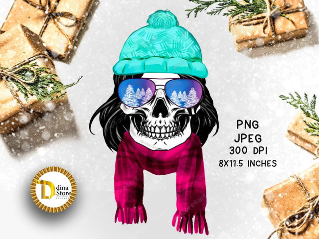 Christmas New year Skull with hair Sublimation Dina.store4art 