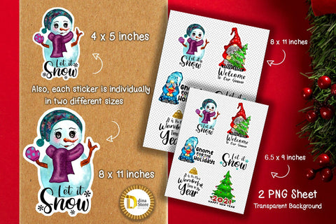 Christmas & New year Stickers Bundle Sublimation Dina.store4art 