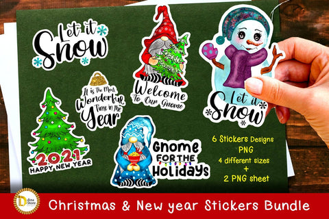 Christmas & New year Stickers Bundle Sublimation Dina.store4art 