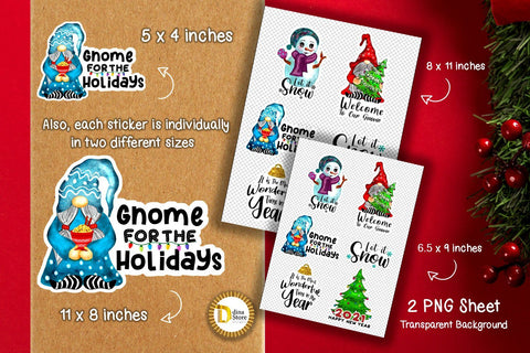 Christmas & New year Stickers Bundle Sublimation Dina.store4art 