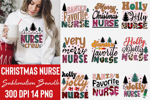 Christmas Nurse Sublimation Bundle Sublimation SVGArt 
