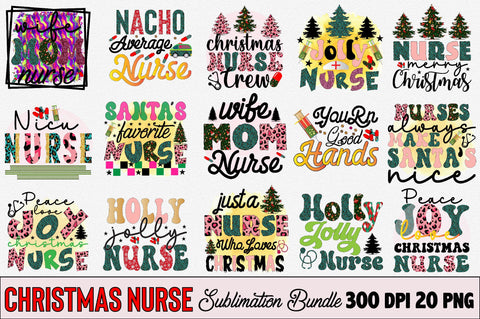 Christmas Nurse Sublimation Bundle Sublimation SVGArt 